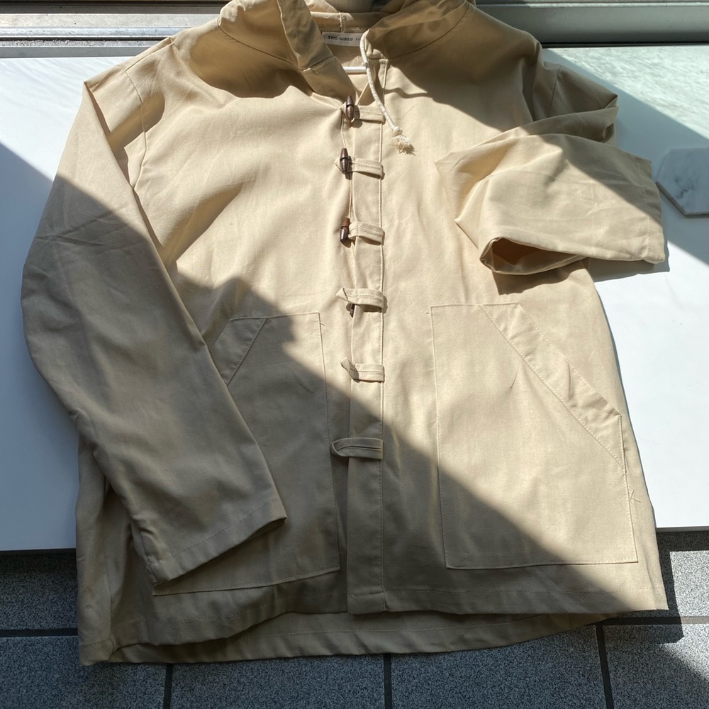 XXL TwoSided 100% cotton light jacket with wooden toggle buttons -biodegradable